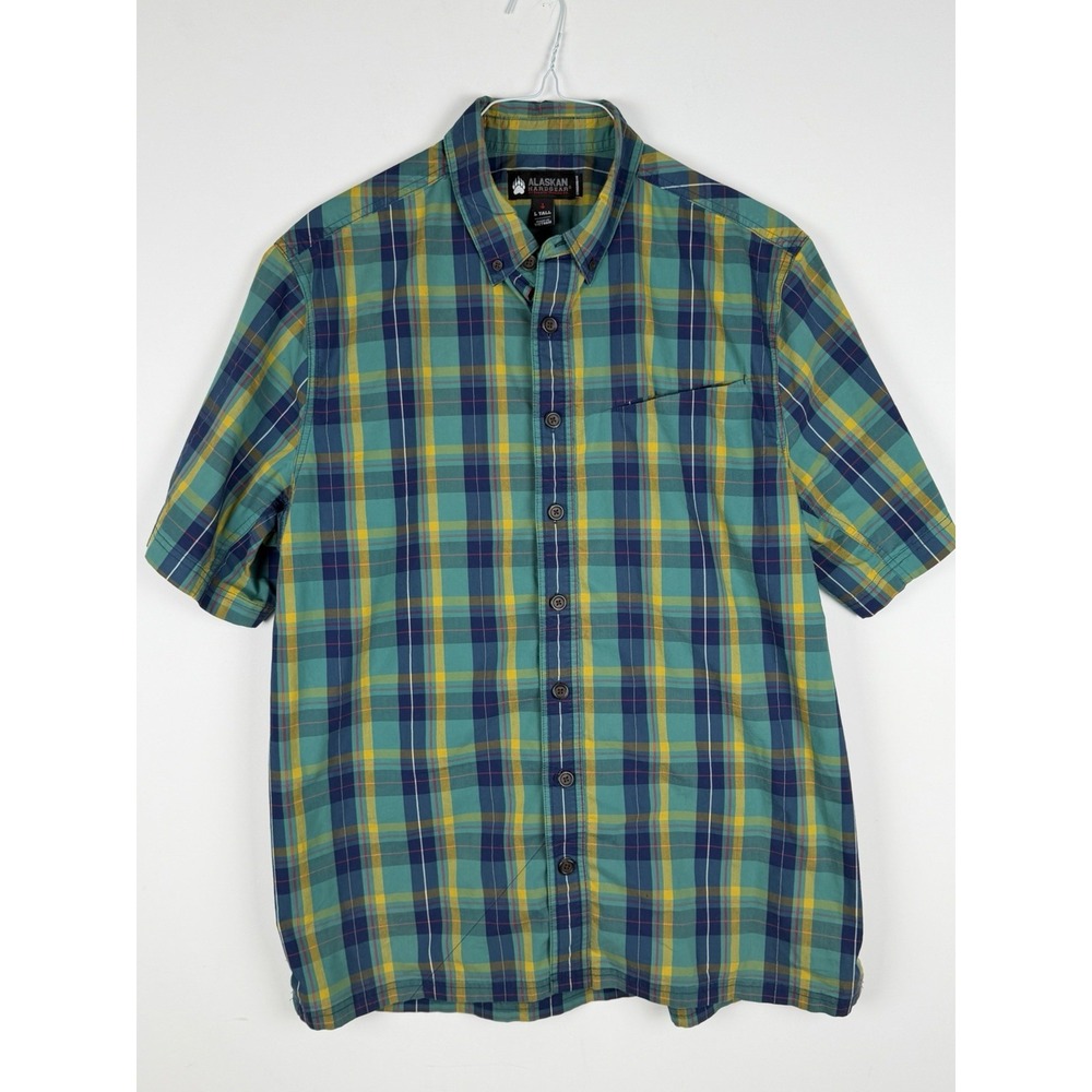 Alaskan Hardgear Duluth Plaid  Short Sleeve Button Up‎ Shirt Men's L Tall